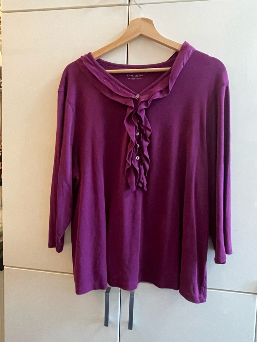 Charter Club Blouse Top Ruffle 3/4
Sleeves Purple Sz XXXL